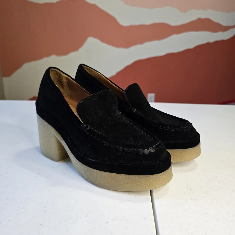 Marc Fisher‎ LTD Lina Suede Leather Chunky Platform Loafers Size 8.5